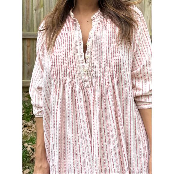 LL BEAN COTTAGE NIGHTGOWN — RED STRIPE - Picture 4 of 9